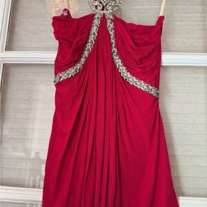 Sky Strapless Red Blouse  with Silver Accents